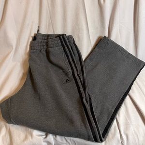 Adidas Mens 3 Stripe Fleece Joggers 2xl Dk Gray Black Stripes Sweatpants